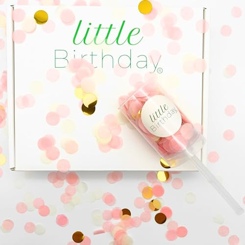 LITTLE BIRTHDAY 4x wiederbefüllbare Schnipsel Kanonen | wiederbefüllbar, rund 1,5cm, Konfetti Push Pop, Popper, Konfetti Bombe, Geburtstag, Kindergeburtstag