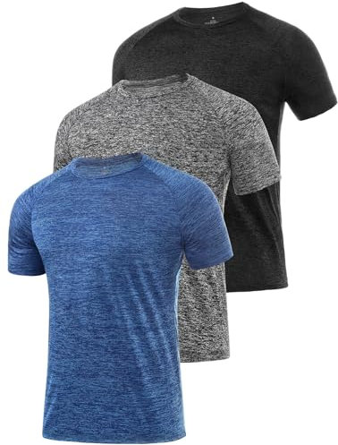 Star Vibe 3er Pack Sportshirt Set Für Herren T-Shirts Atmungsaktive Fitness Tshirt Gym Funktionsshirt Kurzarm Black/Dark Grey/Dark Blue XL