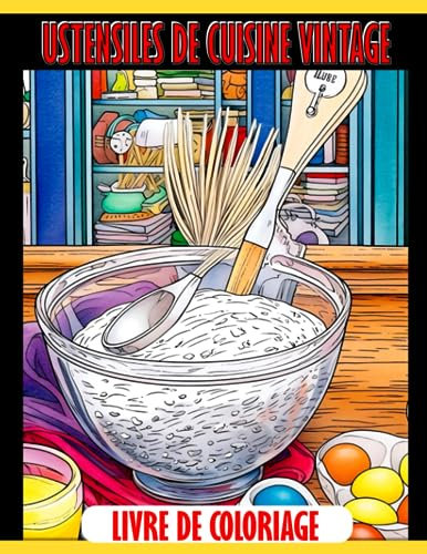 Livre de coloriage Ustensiles de cuisine vintage: Apprenez à connaître les ustensiles de cuisine classiques d'autrefois - Parfait pour les enfants de 6 à 9 ans