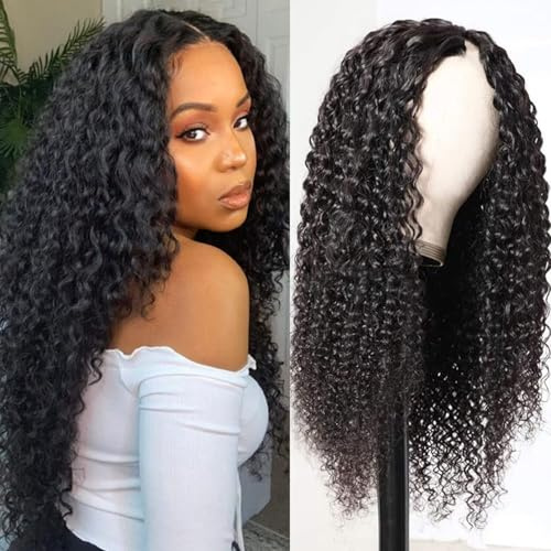 Echthaar Perücke V Part Wig Human Hair Kinky Curly Perrücken Upgrade U Part Wig Glueless Full head Clip in Echthaar Perücke no Leave Out 26inch