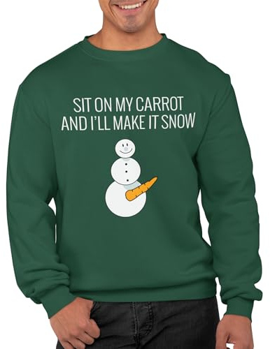 Graphic Impact gi Sit On My Carrot And I Will Make It Snow Unisex Christmas Sweatshirt For Adults Funny Ugly Rude Novelty Xmas Jumper Festive Sweater