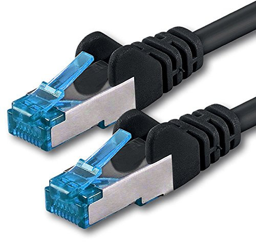 1CONN 1x 5.0 M - CAT-6a Netzwerk-Kabel Ethernet Cable Lan Patch RJ-45 Stecker SFTP 10GB/s - 1 Stück Schwarz