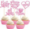 SYKYCTCY 30 Pack Happy Mother's Day Cupcake Toppers Glitter Heart I love you Mom Cupcake Picks Best Mom Cake Decorations for Happy Mother's Day Theme Women Birthday Party Supplies Pink