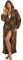 Alexander Del Rossa Fleece-Bademantel mit Reißverschluss vorne, Kapuzen-Bademantel für Damen, langer Bademantel, Leoparden-Print, Large