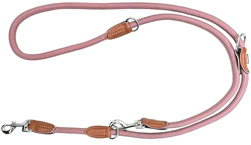 Leisegrün Verstellbare Hundeleine 2m | Freihand & 3fach verstellbar | Nur 260 g leicht | Für große Hunde - Altrosa