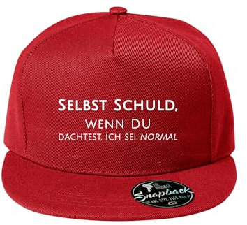 DELUNO Selbst Schuld wenn du dachtest ich sei normal Baumwolle Baseball Cap Basecap Unisex Kappen Sport Reisen Style - Baseballkappe Kappe Mütze Rot (Cap-523-Rot)
