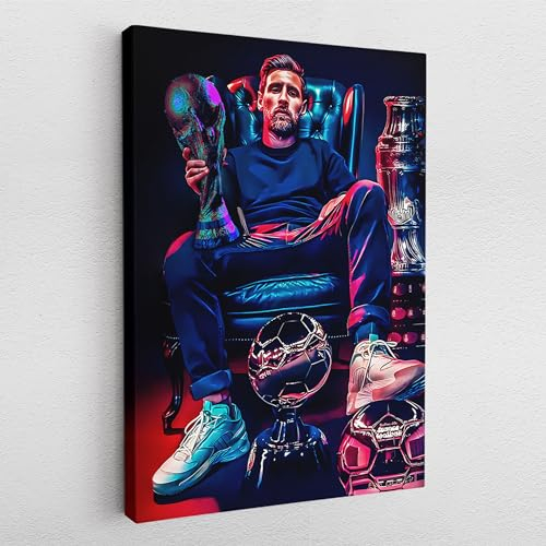 Acrylglas Pop Art Graffiti Fußball Sport Lionel Messi Goat LM10 Wand Wandbilder Glasbilder Wohnzimmer Schlafzimmer Büro Wanddeko XXL günstig (Acrylglas auf Metall, 120x80 cm)