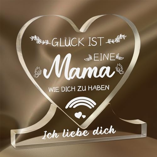 ALEGRE Acryl Muttertagsgeschenke für Mama,Muttertagsgeschenk Personalisiert,Beste Mama Geschenk,Geschenke für Mama Herzförmiges,Geburtstagsgeschenk für Mama,Besondere Mutter Geschenk,Geschenk für Oma