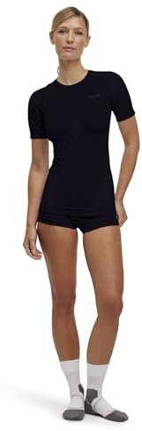 FALKE Women's Warm Round Neck W S/s Ts Functional Yarn Quick Dry 1 Piece Base Layer Top, Black 3000, M