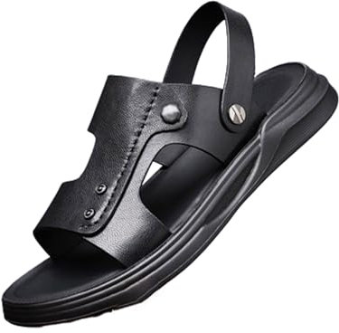 Sandale Homme Cuir Été Bout Ouvert,Doux et confortable Sandales de Marche,Sandale de Sport Été Extérieur chaussures,Léger et respirant Été Nu Pied Plage Sandales,pour Maison,Plage,Piscine,Sport
