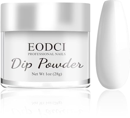 EODCI White Color Dip Powder, 1OZ Nail Dipping Powder for Long-lasting 28 Days+ Dip Nail Art French Manicure Nail Starter & Professional Home DIY Salon Use 28g