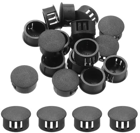 QUARKZMAN 32Pcs 18mm Noir Bouchon de Trou en Plastique, Bouchons de Trou de Panneau de Type Encastré Embouts d'Insertion pour Tubes de Trou de Verrouillage Armoire de Meubles