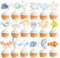 36 Stück Ozean Cupcake Topper, Ozean Thema Tortendeko Geburtstag, Ozean Tier Kuchen Topper für Jungen unter dem Meer Babyparty Geburtstagsparty Zubehör Fisch Cupcake Dekoration