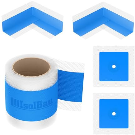 Isolbau 107B Bandset - Dicht-Set für den Innen und außen bereich inkl. 5 m Dichtband, 2x Innenecken, 2x Wandmanschetten, Abdichtung Dusche Bad Küche Wand Wasserdicht