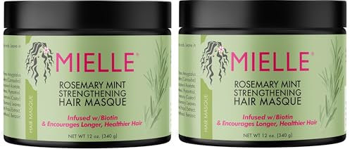 Mielle Rosmarin-Minz-Stärkende Haarmaske, ätherisches Öl und Biotin Tiefenbehandlung, Miracle Repair für trockenes, geschädigtes und krauses Haar, 340 ml