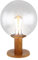 Garten Außenbeleuchtung Sockelleuchte Außen E27 Außenlampe Stehlampe, Alu Holzoptik Glaskugel, Blasen-Optik, 1x E27 Fassung, DxH 25x38 cm