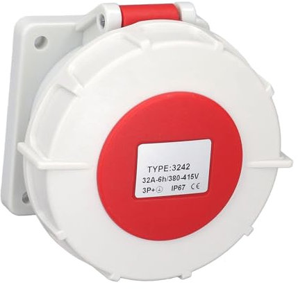Prise industrielle triphasée 4 broches 32A IP67 étanche ignifuge prise cachée AC380-415V
