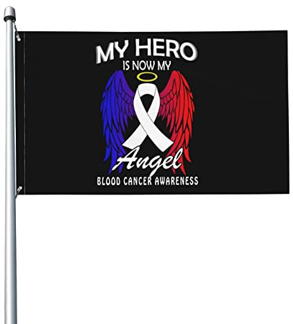 Flagge „My Hero Is Now My Angel mit Aufschrift „Blood Cancer Awareness, 90 x 150 cm, Banner, Poster, dekorativer Hintergrund, Wanddekoration aus Polyester, für Garten, Hof, Haus, Esszimmer und Außen