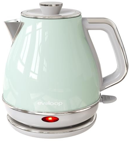 Evoloop - Electric Kettle 1500W/1.0L Small Teapot 100% BPA Free Stainless Steel Automatic Shut-Off and Boil Dry Protection