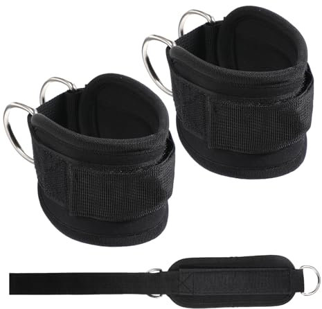 TIESOME 2 PCS Fitness Ankle Straps for Cable Machine, Adjustable Gym Ankle Strap for Leg Extensions Kickbacks Glute Workouts Lower Body Exercises Black Leg Straps with Neoprene Padding for Men Women