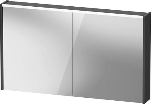 Duravit D-Code Spiegelschrank, Steckdose Typ E (FR, BE), 2 Türen, LED-Lichtfeld Oben, 1200x700mm, 9 W, DC7108049491000, Farbe: Graphit matt