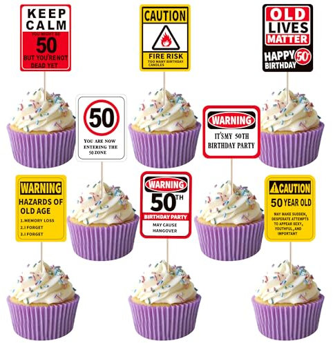 50th Birthday Cupcake Toppers Keep Calm Cheers to 50 Years Cupcake Picks Hazard Of Old Age It's My 50th Birthday Cake Decorations for Old Lives Matter Birthday Party Cake Supplies