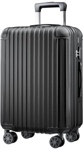 ABISTAB Hartschalen Reisekoffer groß 76x51x30cm, Handgepäck Koffer, Koffer & Trolleys mit 4 Rollen, Zahlenschloss, leicht Rollkoffer, Schwarz