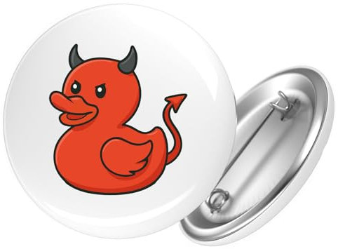Huuraa Button Quietscheente Teufel Gummiente Luzifer Geschenk Größe 25mm Quietscheente Teufel Geschenkidee
