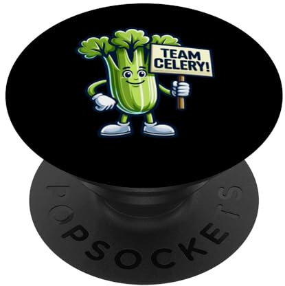 Team Celery, Celery Juice Mascot, Funny Vegetable PopSockets Adhesive PopGrip
