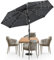 Soontrans Sonnenschirm φ 300 cm 24 LEDs, Beleuchte Dein Garten, Solar Mittelstockschirm mit Auto Tilt & Windventil & Kubel, Winschutz Wasserabweisend UV-beständig, aus Aluminum & Polyester (Anthrazit)