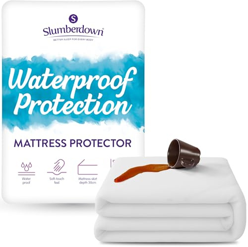 Slumberdown Waterproof Mattress Protector Single Bed - Super Absorbent & Spill-Proof, Soft Touch Cover, 30cm Deep Fitted Single Mattress Protector | Non-Allergenic & Washable (90 x 190cm)