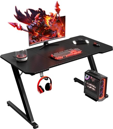 Homall Gaming Desk 100 x 60 cm PC Computer Desk Z Shaped Computer Table PC Gaming Table Gamer Desk for Home Office,Desk with Headphone Hook, Black