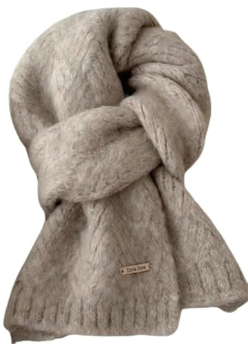 Bagkeak Wool Blend Solid Color Knitted Scarf for Women Warm Shoulder Wrap Versatile Layering Accessory for Fall, Winter