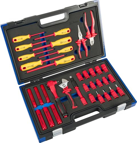 Condor Werkzeug 30034 | VDE Werkzeugkoffer | 34-teilig | 3/8 | für Arbeiten bis 1.000V | ideal für Reparatur- und Wartung von Elektrofahrzeugen | DIN ISO EN 60900 | xcess performance