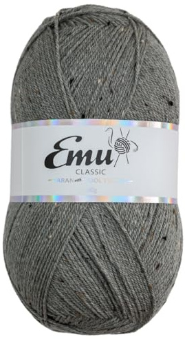 Emu Classic Aran with Wool Tweed Yarn 400g Ball 840m, Pebble Tweed - 222