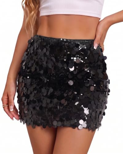 XquiziFit Paillettenrock Mini für Damen Glitzernder Sexy Micro Rock Party Oder Nachtleben
