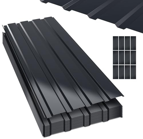 Monucep Trapezblech 36 Stück 115×45cm – 18.63m², Dachblech aus 0,25mm Stahl, Wetterbeständig & Rostfrei Für Carport, Gerätehaus, Pergola & Gewächshaus – Anthrazit inkl. Handschuhe