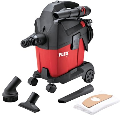 Flex Kompakt Sauger VC 6 L MC + Vliesfiltersäcke FS-F VC 6 (schwarz, rot, Kompakt Sauger mit manueller Filterabreinigung, 6 l, Klasse L, Werkstattsauger, Handwerkersauger) 532024