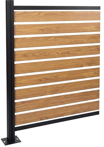 Mendler Alu Mülltonnen-Zaun HWC-K57, Erweiterungselement Mülltonnenverkleidung, Holzoptik erweiterbar 130x100x6cm - Hellbraun