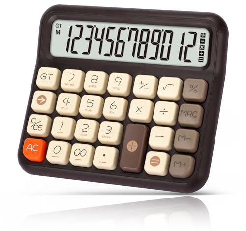 OSALO
Taschenrechner
groß,
große
Tasten,
Solar-Tischrechner,
Braun | 12-stelliger Tischtaschenrechner mit großem LCD-Display, Rechenmaschine für Büro und Buchhaltung, mit Batterie