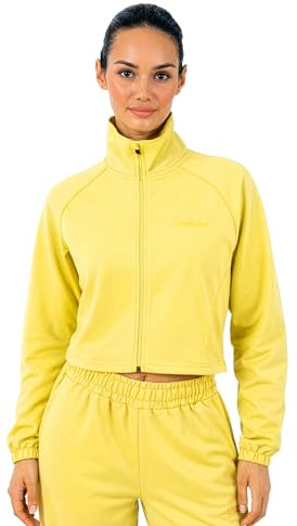 SMILODOX Trainingsjacke Damen Ylena, Loose Fit Cropped Langarm Jacke mit Stehkragen, Front-Zipper und Kordelzug, Saum, Sportlich-Clean, Gymjacke & Outdoorjacke, Longsleeve, Sportswear