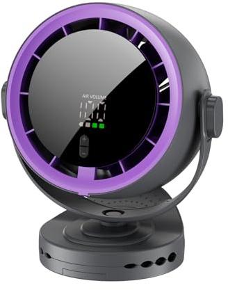 ZDKLL Rechargeable Fan with Remote, Clip on Fan, Desk & Wall Mount, Purple and Gray