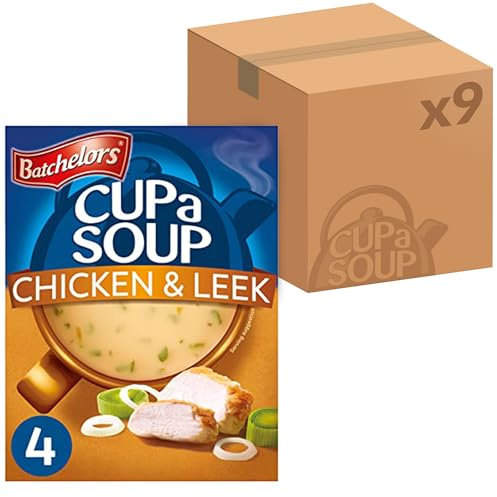 Batchelors Cup a Soup Chicken & Leek Instant Soup Sachets, 86 g Box (Pack of 9 Boxes - Each Contains 4 Sachets)