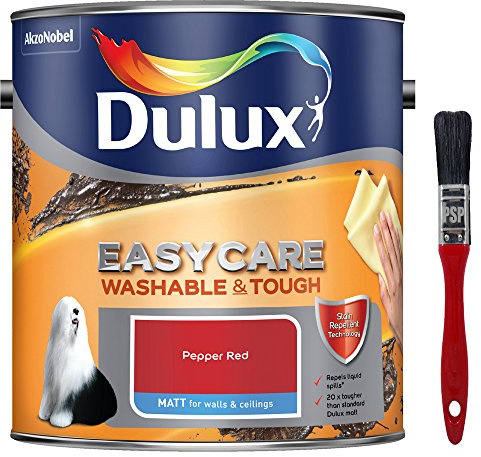 Dulux New 2017 Easycare Washable & Tough Matt Pepper Red 2.5L with Unique Stain Repellent Technology. Includes PSP touch-up brush.