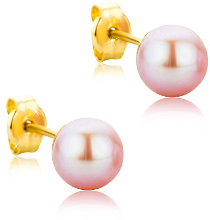 Orovi orecchini donna Oro 9Kt vero, con Perle d'acqua dolce - Oro Giallo - Gioielli donna Ipoallergenici - punto luce fatti a mano con elegante scatola portagioie