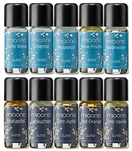 Duftöle von miaono - Wunderbare Welt der Düfte - Aromaöle für himmlichen Raumduft (Dufte Wiese-Reine Frische-Waldmeister-Provence-..., 10er Set 10x10ml)