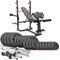 Hop-Sport Hantelbank Kraftstation 1065 mit Lang-, Curl- & Kurzhantel Gewichte 38kg bis 135kg (105kg Gewicht: Lang-, Curl- & Kurzhantel)
