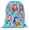 HECKBO Meerjungfrau Mädchen Turnbeutel - beidseitig mit buntem Meerjungfrauen Motiv - 40x32cm - waschmaschinenfest (türkis) - geeignet für Sport, Schule, Freizeit, Kindergarten, Krippe, Urlaub