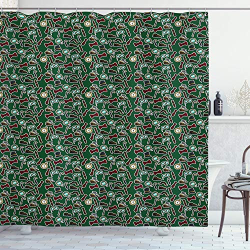 ABAKUHAUS Geek Rideau de Douche, Dandy Messieurs Mode, Tissu Ensemble de Décor de Salle de Bain avec Crochets, 175 cm x 240 cm, Multicolore