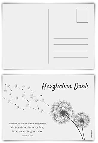 Trauerkarten Trauer Danksagungen 12 Stück Karten Set - Pusteblume Postkarten